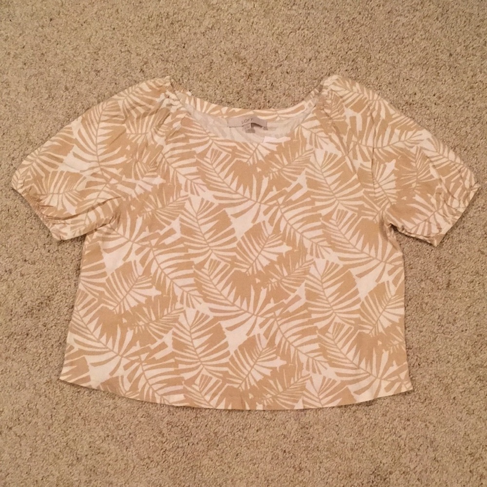 NWT - LOFT Linen Palm Leaf Top